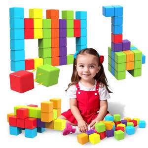 lot 9704 image: Magnetic Building Blocks, 1.65 inch Large Magnetic Stacking Cubes for Toddlers, Sensory & Montessori Toys for Boys & Girls 1 2 3 Years Old (24 PCS)