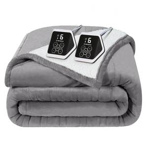 lot 9705 image: Westinghouse Heated Blanket Queen Size, Soft Flannel to Sherpa Electric Blanket with 10 Heating Levels, 12 Hours Auto Off, Fast Heating Blanket, Machine Washable, 84x90 Inch, Light Grey