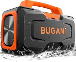 lot 9706 image: BUGANI Bluetooth Speakers, 80W Powerful Portable Wireless Speaker IPX7 Waterproof, Outdoor Loud Speaker with Handle 24H Playtime, Support Microphone AUX USB Suitable for Party, Pool, Singing