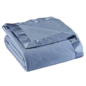 lot 9713 image: OakRidge Satin Fleece Blanket, FullQueen, Twin or King Size �� 100% Polyester Lightweight Fabric and Cozy Satin Binding Edges in Tightly Folding Travel Blanket, Blue