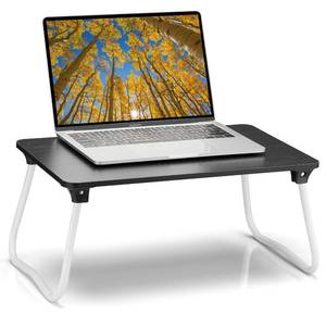 lot 9717 image: Ruxury Foldable Lap Desk Laptop Stand Bed Desk Table Tray, Breakfast Serving Tray, Portable & Lightweight Mini Table, Lap Tablet Desk for Sofa Couch Floor - Black