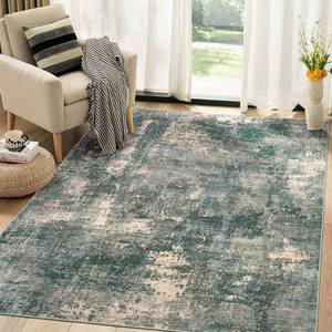 lot 9738 image: TARANCH Washable Rug 5x7 Area Rugs for Living Room Modern Abstract Neutral Soft Rug for Bedroom Dining Room Under Kitchen Table Home Office Decor - Dark GreenBeige