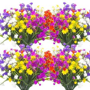 lot 9746 image: Grunyia Artificial Flowers, 20 Bundles Outdoor Fake Flowers for Decoration UV Resistant Faux Plastic Plants Garden Porch Window Box D�cor (Mix)