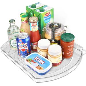 lot 9762 image: FIRJOY Lazy Susan Turntable for Refrigerator, Square Turntable Organizer for Fridge Cabinet, Pantry, Countertop (15.3 x 11.1 Rectangle 2 Pack - Clear)