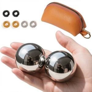 lot 10010 image: Roadtofree Baoding Balls with Chime 1.5 inch Stainless Steel Meditation Balls, Hand Exercise Massage Balls for Home Office Exercise, Stress Relief, Anxiety Reduction (1.5 Inch (with Bell Sound))