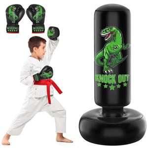 lot 10011 image: JUOIFIP Larger Stable Dinosaur Punching Bag for Kids, 66 Tall Sports Kids Teens Inflatable Punching Bag with Boxing Gloves, Gifts for Boys & Girls Age 5-12 for Practicing Karate, Taekwondo, MMA