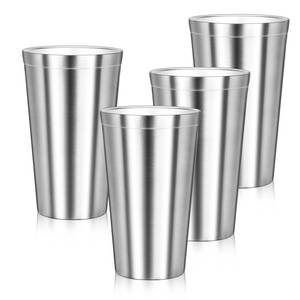 lot 10012 image: Offiper Stainless Steel Cups, 16 oz Insulated Tumbler, 4 Pack Double Wall Unbreakable Stackable Water Tumblers Insulated Metal Cup Premium Drinking Glasses for Travel Camping Home Outdoor
