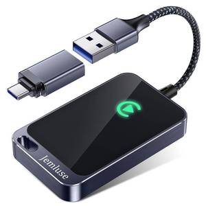 lot 10016 image: Jemluse Wireless CarPlay Adapter for Apple iPhone - Multi-User Seamless Connection for Convert Wired to Wireless Car Play Adapter - No Latency from iOS 10 to Screen wUSB C (Gray)