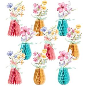 lot 10018 image: SUNBEAUTY 9PCS Spring Wildflower Party Decorations Wild Flowers Honeycomb Centerpieces for Tables Wildflower Birthday Spring Flower Theme Party Decorations for Garden Baby Shower, Easter, Mothers Day