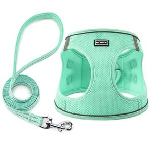 lot 10021 image: Dog Harness with Leash Set, No Pull Adjustable Reflective Step-in Puppy Pet Vest Harnesses for Small Medium Large Dogs and Cats,Green S