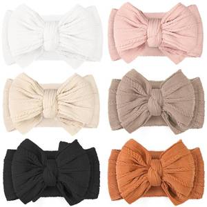 lot 10443 image: C�LLOT 6 Pcs Baby Bows Headbands Nylon Hairbands Baby Girl Bows Hair Accessories for Newborn Infant Toddler Essentials (Earth Tone)
