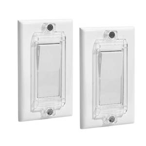 lot 10445 image: Bates Magnetic Light Switch Guard, 2 Pack, Clear, Child Proof Cover, Lock, Wall Switch Guard