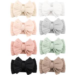 lot 10452 image: Niceye Handmade Baby Headbands Soft Stretchy Nylon Hair Bands with Bows for Newborn Infant Baby Toddler