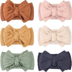 lot 10453 image: C�LLOT 6 Pcs Baby Bows Headbands Nylon Hairbands Baby Girl Bows Hair Accessories for Newborn Infant Toddler Essentials (Brown Series)