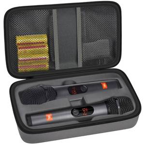 lot 10456 image: Wireless Microphone Case Compatible with JBL Wireless Two Microphone System for JBL PartyBox Wireless Mic, Handheld Dual Mic Travel Bag for Singing or Karaoke for Receiver, Adapter, Batteries-Grey