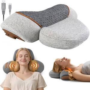 lot 10458 image: nimbleleap Pillow Massage Neck Hump 3-in-1 Massager Pillow with Heat, Deep Tissue Relief Neck Traction, Cervical Support Hump Corrector for Women and Men, Memory Foam Support