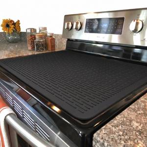 lot 10460 image: YUHFERA Stove Top Cover for Electric Stove - Silicone Stove Mat for Glass Top, Glass Cooktop Protector, XL Dish Drying Mats For Kitchen,Oven Covers for Electric Stove (Black,28 x 20)