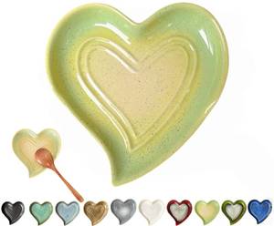 lot 10461 image: Ceramic Spoon Rest for Stove Top, Heart Cute Spoon Rest for Kitchen Counter, Cooking Spoon Holder for Kitchen Counter, Utensil Rest Spatula Rest Ladle Holder Tong Rest (Yellow Green)