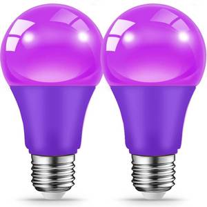 lot 10481 image: JAHEKS Purple Light Bulbs for Outdoor Porch, 9W(60W Equivalent) E26 Base LED Purple Bulb for Halloween Christmas Wedding,Party,Bar,Holiday Lighting,Home Decor, 2-Pack
