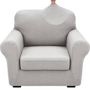 lot 10484 image: XINEAGE 2026 New 2 Pieces Chair Covers with Arms Super Stretch Chair Slipcover for Living Room Pet Dog Universal Slip Cover Anti Slip Armchair Furniture Protector (Silver Grey), 31-46(1 Cushion)