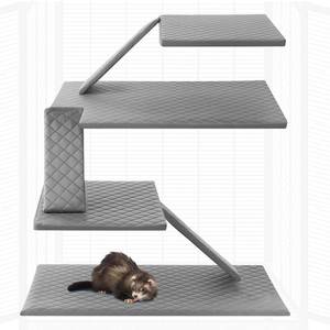 lot 10485 image: Beeveer 7 Pcs Ferret Cage Liner Washable Ferret Pads Bedding Cage Accessories Kit for Small Animals Hamster Rats Chinchillas Hedgehogs Guinea,Stain-Resistant Material (Double Unit Set,Grey)