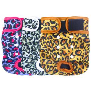 lot 10491 image: Leekalos Reusable Washable Dog Diapers Female (3 Pack) - Highly Absorbent Doggie Diapers - Size Adjustable Puppy Diapers for Dog Period Panties (Medium, Leopard)