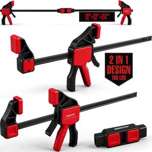 lot 11531 image: 3-Piece 12 Inch Bar Clamps for Woodworking with Clamp Connector, 12 Quick-Release Wood Clamps with 150 LBS Load Limit, Trigger Clamp Set, One-Handed ClampsSpreader Ideal for Woodworking DIY Projects