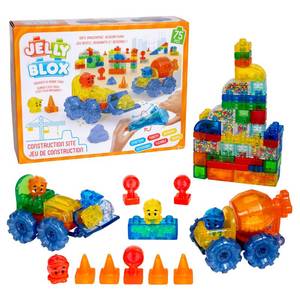 lot 11547 image: Jelly Blox Construction Site Set  Includes 75 Pieces  Toddler & Preschool Building Blocks Kids Can Squeeze, Stretch, Squish  MESH ACCREDITED  Safety Tested & Ouch-Free  Sensory Play Toy Ages 2