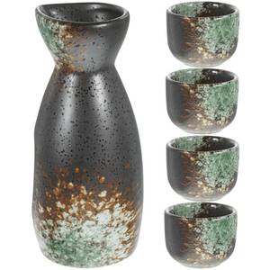 lot 11562 image: Luxshiny Japanese Ceramic Sake Set 1 Sake Bottle 4 Sake Cups Traditional Wine Bottle And Cup Set Porcelain Sake Glasses Pottery Shot Cups Tea Cups For Izakaya Japanese Pub Home Restaurant Bar