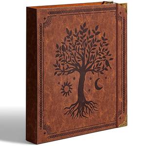lot 11564 image: Ovesmusl Leather D Ring Binder Fits 8.5x11 Letter Size Paper, 1.5 Inch D-Ring Binders Holds 400 Sheets, Notepad Paper Cover Loose Leaf Organizer with Inner Pockets, Brown Tree