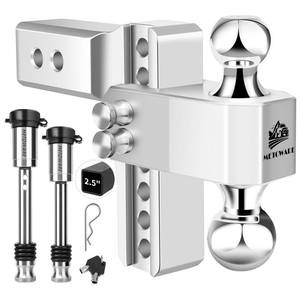 lot 11567 image: METOWARE Adjustable Trailer Hitch - Aluminum Drop Hitch Fits 2.5-Inch Receiver - Heavy Duty Tow Hitch with 6-Inch DropRise for Truck (18,000 LBS GTW), Double Stainless Steel Locks & Hitch Pin