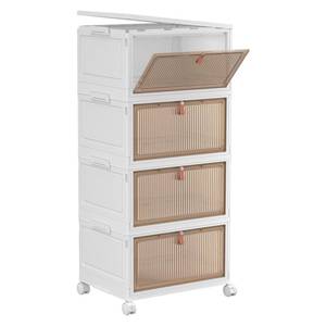 lot 11568 image: YFXCVSL 4 Tier Plastic Storage Bins with Lid 28QT - Stackable Storage Containers with Wheels, Folding Storage Boxes, Collapsible Storage Bins, Closet Organizers and Storage