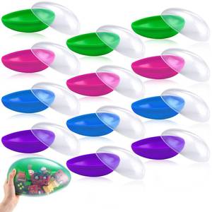 lot 11570 image: Poen 9 Pcs Large Clear Easter Eggs Plastic Fillable 7.5 Inch Colorful Giant Transparent Jumbo Empty Easter Eggs Containers for Hunt Basket Stuffing Fillers Party Favor
