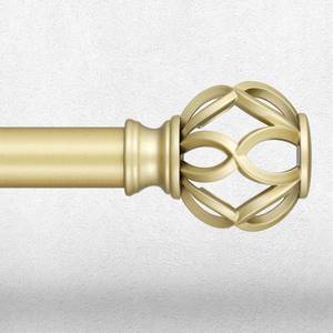 lot 11606 image: Gold Curtain Rods for Windows 66 to 120 Inch, Decorative Long Window Treatment Rods with Aluminium Twisted Cage Finials, 1 Diameter Adjustable Heavy Duty Metal Farmhouse Drapery Pole