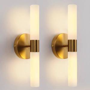 lot 11608 image: KUZZULL Wall Sconces Set of Two, Brass Gold Bathroom Sconces Wall Lighting with White Glass, Modern Sconces Wall Decor Set of 2 Wall Light fixtures for Bathroom Mirror Living Room Hallway Wall Lamp