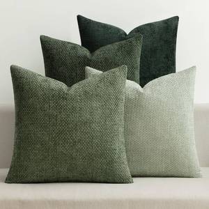 lot 11610 image: MIULEE Pack of 4 Couch Throw Pillow Covers 18x18 Inch Green Soft Decorative Chenille Pillow Covers Farmhouse Accent Cushion Covers for Boho Spring Home Decor Sofa Bedroom Living Room