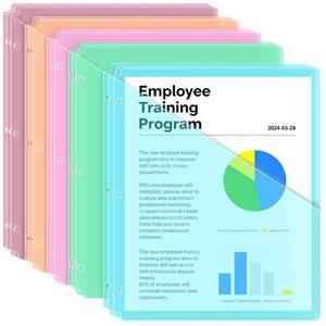 lot 12070 image: Fyess 15Pack 3 Hole Punch Colored Plastic Document Folders,Organized Up Poly Translucent Slash Slash File Jacket US Letter A4 Size 20C(2mm),L-Tape Transparent Document Folders Copy Safe Pockets