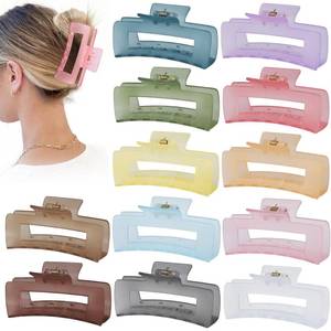lot 12073 image: Sisiaipu 4.1 Inch Large Jumbo Jaw Square Clips for Thick Hair - 12 Pcs Bulk Hair Accessories for Women and Girls - Ice Cream (Two Damaged)