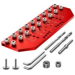 lot 12085 image: Holes Shelf Pin Jig and Hinge Jig 2-in-1 (Improved Version) - for 14 (6mm) & 5mm Shelf Peg Holes, 35mm Cabinet Hinge Drilling Jig  Aluminum Alloy