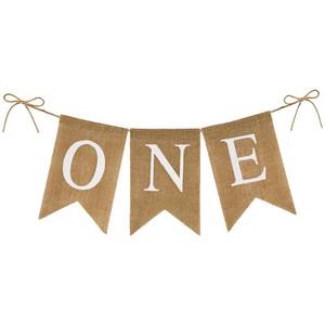 lot 12140 image: Anwyll Burlap One Banner - NO DIY One Highchair Banner First Birthday Boy Girl Banner Sign Decoration 1st Happy Birthday High Chair Banners for Photo Prop Party Decoration Indoor Outdoor (Brown)