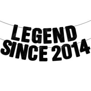 lot 12143 image: Pre-Strung Legend Since 2014 Black Glitter Banner, Happy 12th Birthday Decorations for Boy, 12 Year Old Anniversary Party Decor for Girl