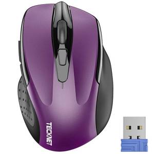 lot 12144 image: TECKNET Wireless Mouse, 2.4G Ergonomic Optical Mouse, Computer Mouse for Laptop, PC, Computer, Chromebook, Notebook, 6 Buttons, 24 Months Battery Life, 2600 DPI, 5 Adjustment Levels - Purple Missing USB