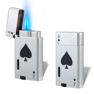 lot 12356 image: Yeuligo 2 Pack Double Flame Torch Lighter Butane Refillable,Classic Pocket Ace Lighters with Visible Window,Adjustable Jet Torch Lighter,Butane Lighter for Men and Women,Without Butane(Ace Silver)