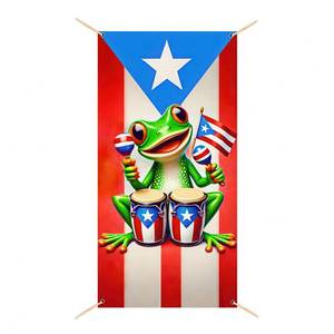 lot 12366 image: BlissYard Puerto Rico Frog Door Cover Banner Front Door Party Decor Party Frog Door Backdrop Decorations Photography Background 71 x 35 inch Indoor Porch Sign For Birthday Christmas
