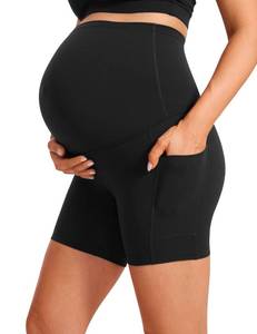 lot 12369 image: CRZ YOGA Womens Butterluxe Maternity Yoga Biker Shorts with Pockets 5 - Over The Belly Pregnancy Workout Athletic Black Small (Cropped Leggings Size M) Zella