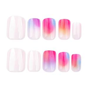 lot 12373 image: ORZOLATENT Sunset Ombre Press-On Nails �� Pink & Orange Gradient, Glossy Gel, Long-Lasting & Easy DIY