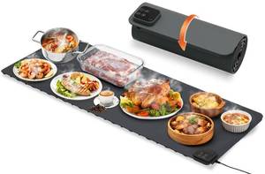 lot 13028 image: Mariocsa Warming Mat for Food, (XXXL 47x15) Electric Food Warming Mat Tray, 450W Rapid Full Heating in 8s, 7 Adjustable Temp Settings & 1-8H Timer, Food Warmer Mat for Home, Buffets, Parties
