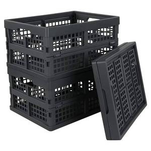 lot 13029 image: Idotry 3-PACK 15 L Plastic Stacking Folding Storage Crates, Stackable Collapsible Storage Basket