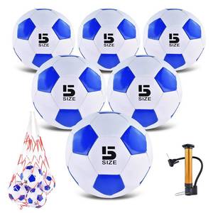 lot 13040 image: ELKCIP 6 Pack Classic deflated Soccer Balls Size 45 with Pump and Mesh Bag for Lawn Training Practice Bulk Sport Gift for Beginner Adults, Gray, Size 5