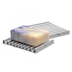 lot 14018 image: Xympo Aluminum Soap Dish (Pack of 2) �� Rustproof Anodized Metal Soap Holder with Fast Drainage, Non-Slip Silicone Base, Modern Minimalist Design �� Durable & Easy to Clean for Bathroom, Kitchen & Sink